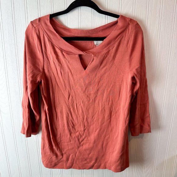 Chico's Salmon 3/4 sleeve‎ top size Medium - Picture 1 of 4